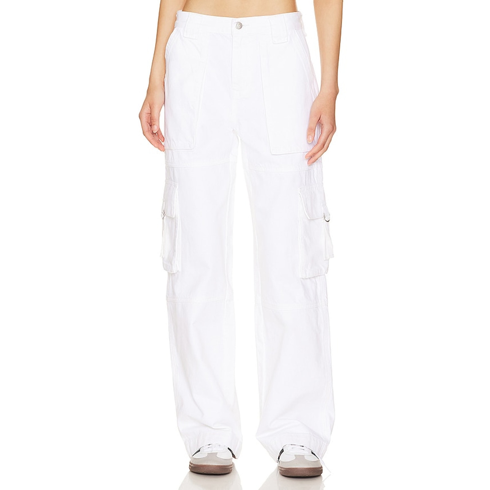 Lovers And Friends 'Nico' White Cotton Low Rise Wide Leg Cargo Size 24